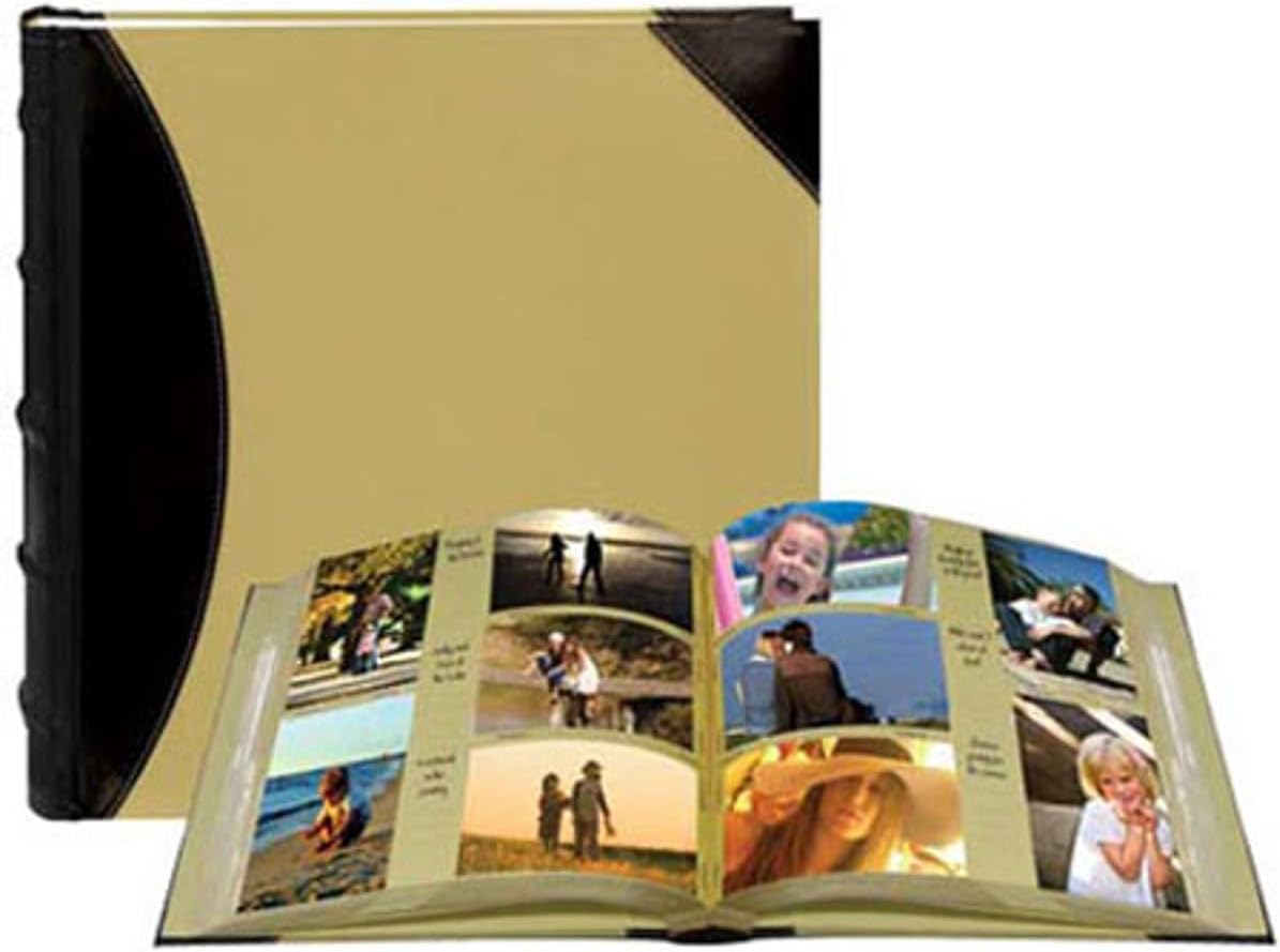 Pioneer Sewn BookBound Photo Album, Fabric Leatherette Cover, Holds 500 4x6 - Inch Photos, 5 Per Page, Black/Beige