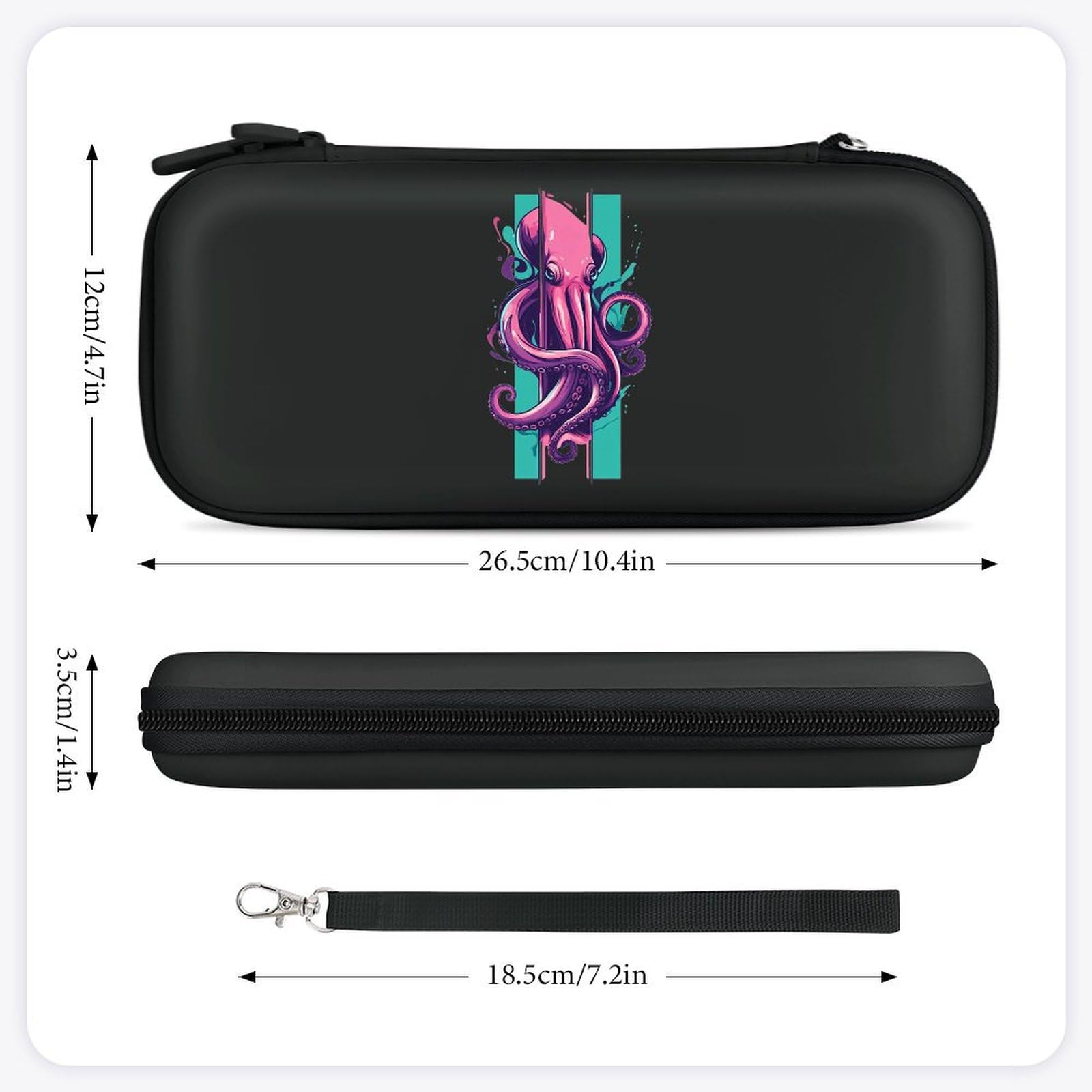 Octopuss Tentacles Monster Wrap Compatible with Switch Carrying Case Hard Travel Game Bag Pouch with 15 Games Accessories Black-style