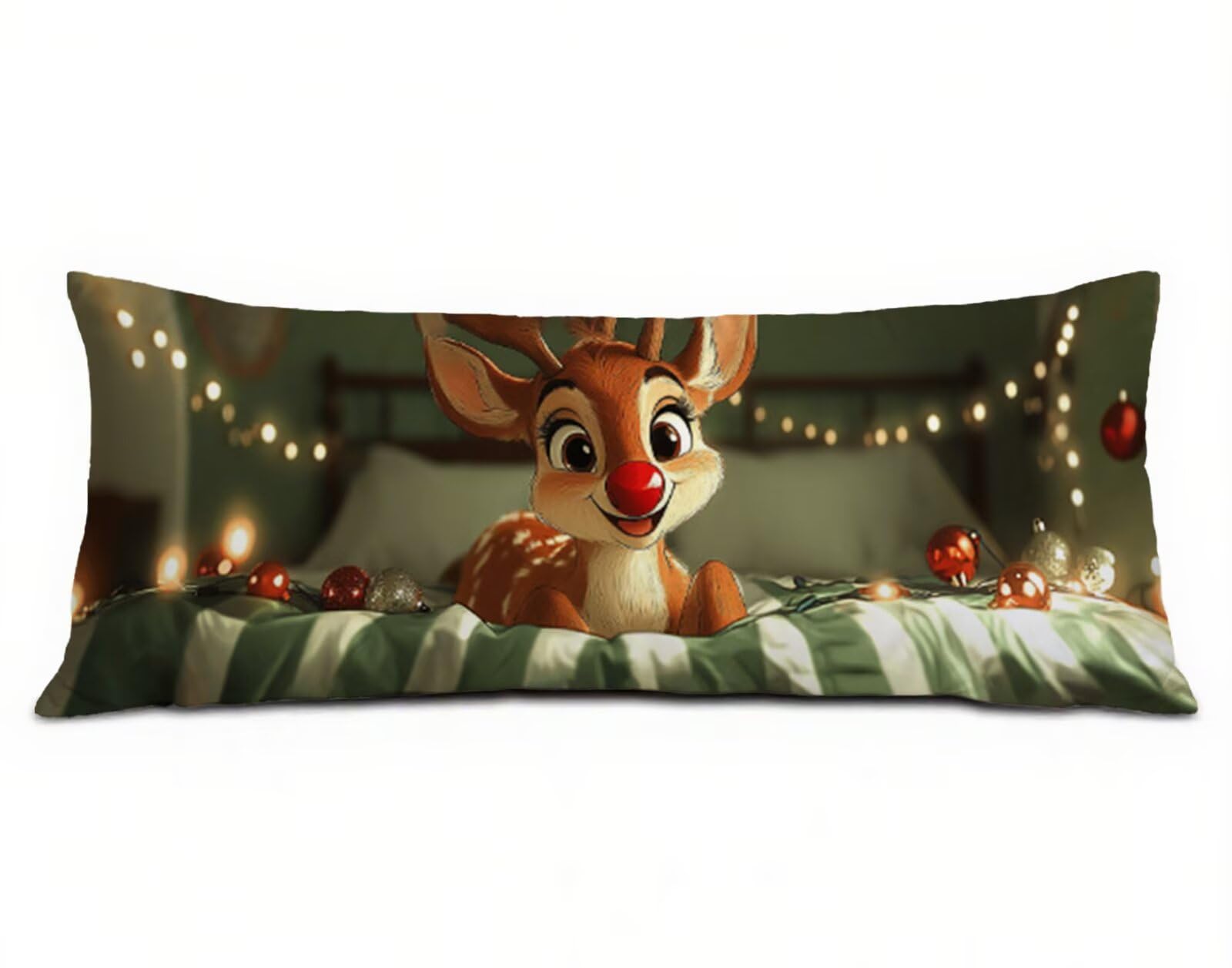 Animale Federe Cuscini Divano 60x180 cm, Cuscini per Divano in Velluto Cotone Morbida e Traspirante, Copricuscino Letto con Cerniera Invisibile Cervo Federe Cuscino, Regalo di Natale Decor R-2030