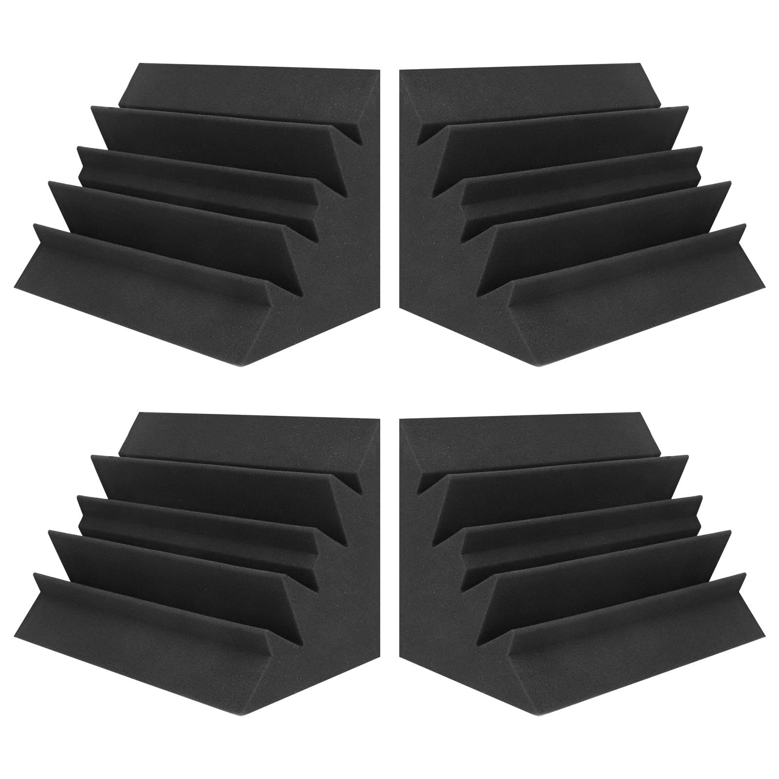 JBER - Schiuma acustica, trappola per bassi, schiuma per studio, 30,5 x 17,8 x 17,8 cm, imbottitura insonorizzante, pannelli murali, finitura angolare per studi domestici, confezione da 4