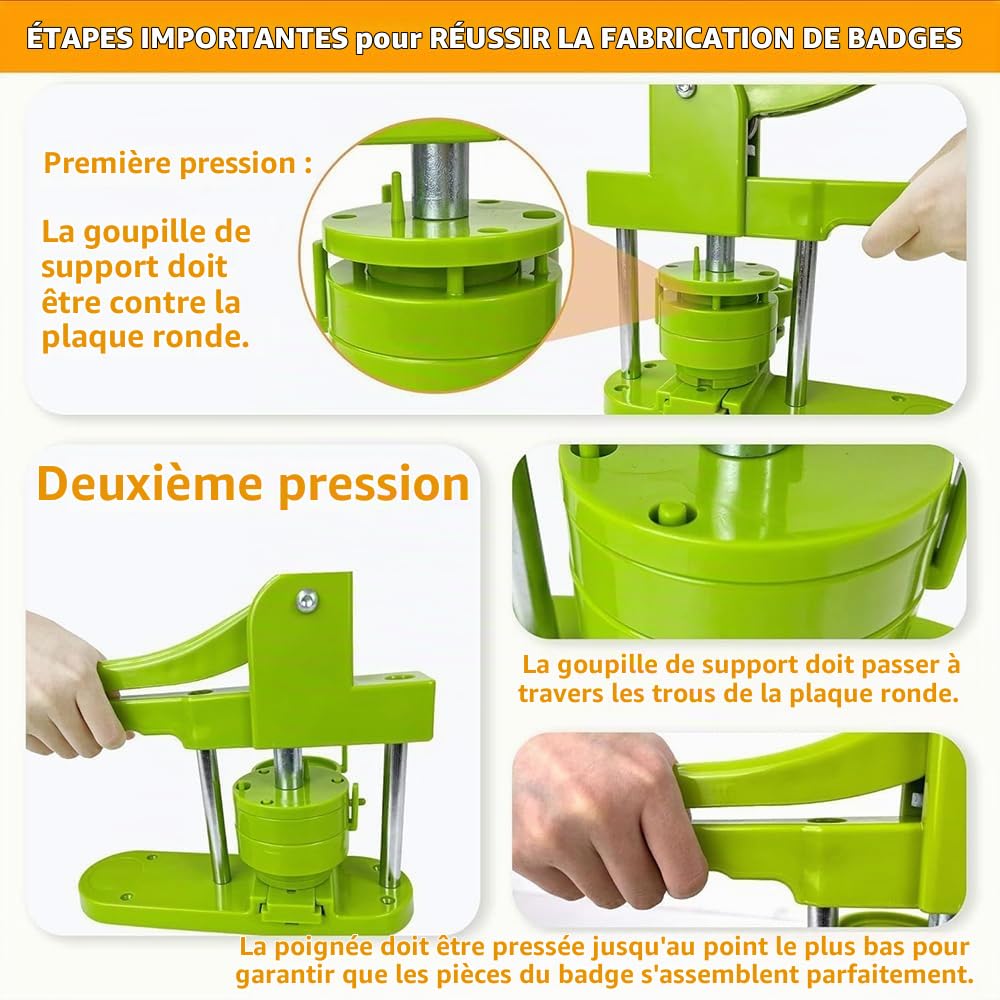 Machine à Badge,Machine a Badge(58mm/2.83inch),Machine à Badges En Fer-Blanc,Avec 400pcs De Consommables,Conaux Aux Enfants,Aux Adultes,Aux Cadeaux De Bricolage,à La Fabrication d'Épingles.