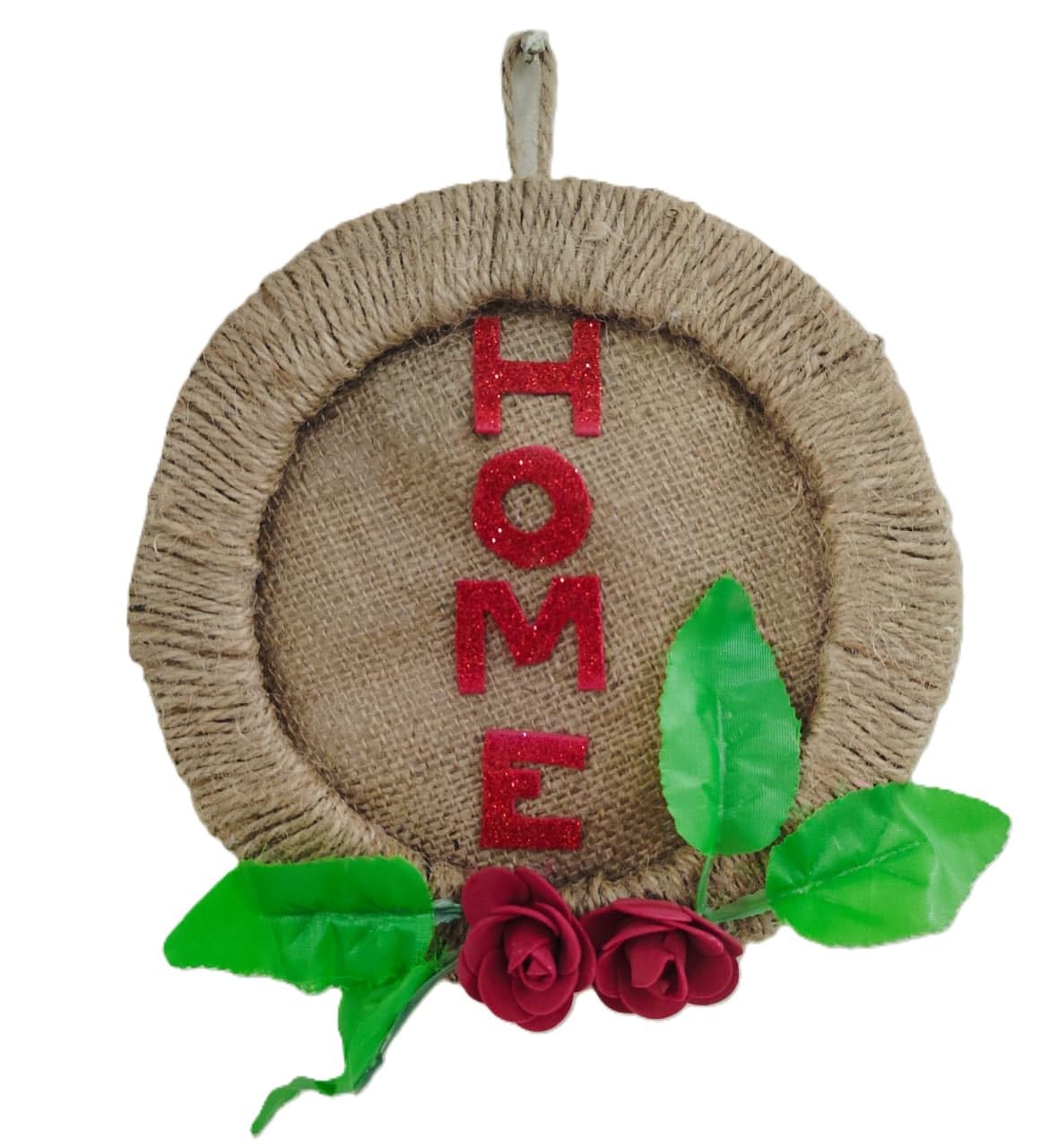 Handmade Jute Wall Hanging Home Toran with Artificial Flowers, Natural Brown, 14 Inches, Door Entrance Decor-image-10