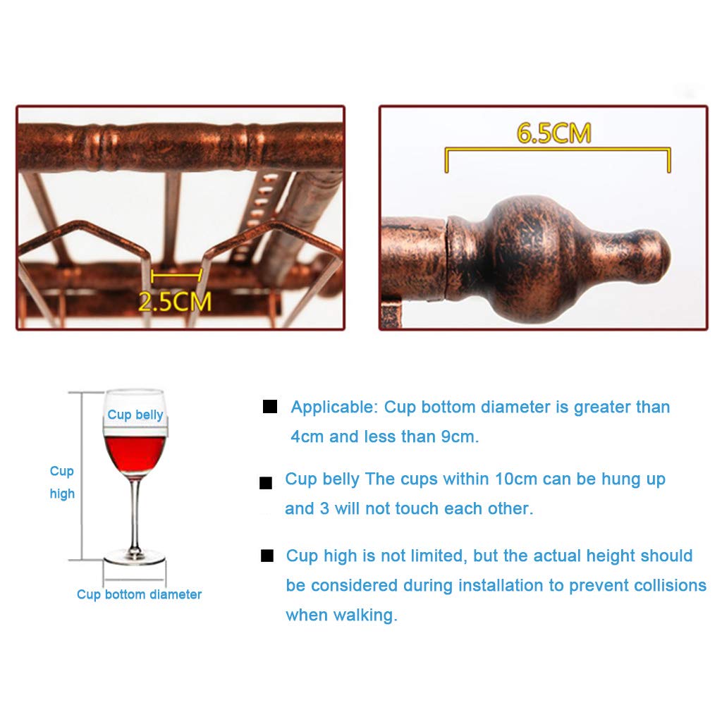 MERYSAN 2PCS Porta Bicchiere da Vino Sospeso Rack per Calici