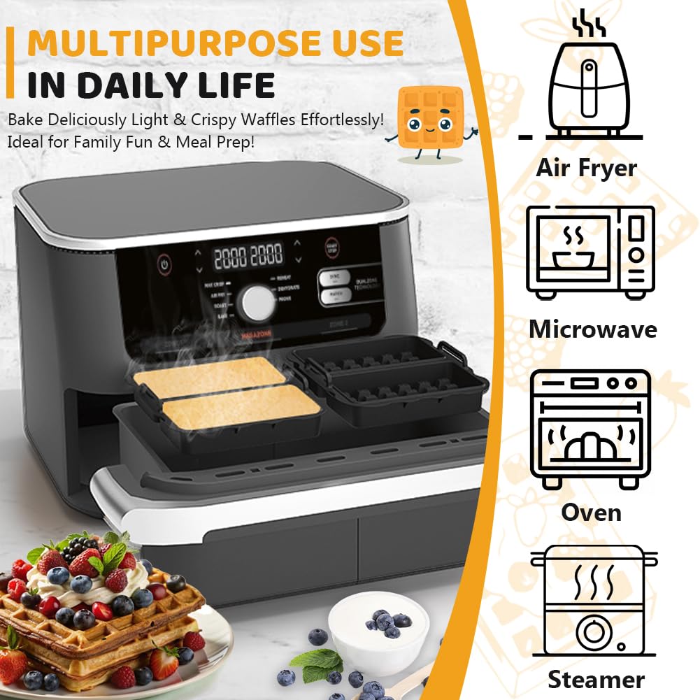 Moulinex 3 stuks Air Fryer-vormen, accessoires voor Philips 2000 6,2 l NA230EU, Ninja AF180EU 6,2 l, Moulinex 4,2 L-7,5 l, herbruikbaar, platte siliconen Air Fryer voor Cosori TurboBlaze 5,5 l/6 l/6,2