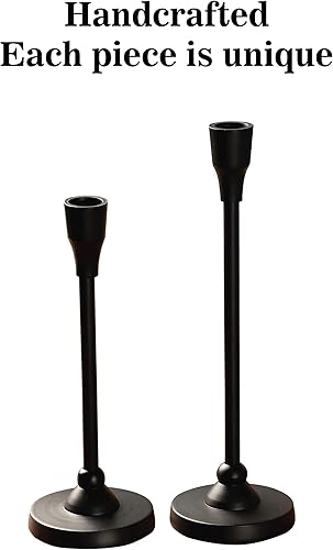 Miniatura 7 de Rely+ Juego de 2 portavelas decorativos negros, portavelas cónicos de alta calidad, portavelas para el hogar, mantel de boda, decoración de fiesta