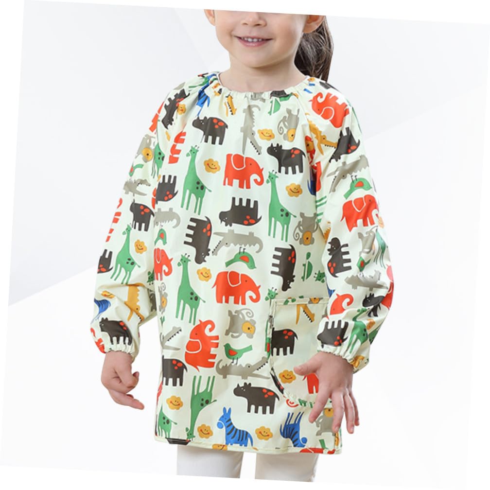 Mikinona Tablier de Peinture Blouse D'artiste Jaune Imperméable en Polyester Manches Longues, Protège-vêtements Facile à Nettoyer pour Garçon et Filles pour Dessin et Peinture