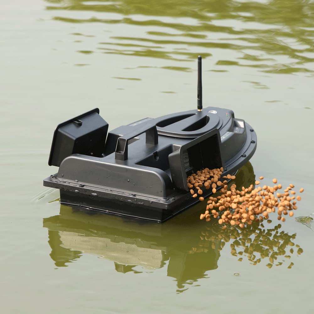 500m Ferngesteuert Futterboot Angeln Nachtangeln 5.4km/h Fischköder Köderboot mit LED-Navigator-Licht, Fernbedienung Futterboote Bait Boat Ferngesteuertes Köderboot, 1.5 KG Beladung