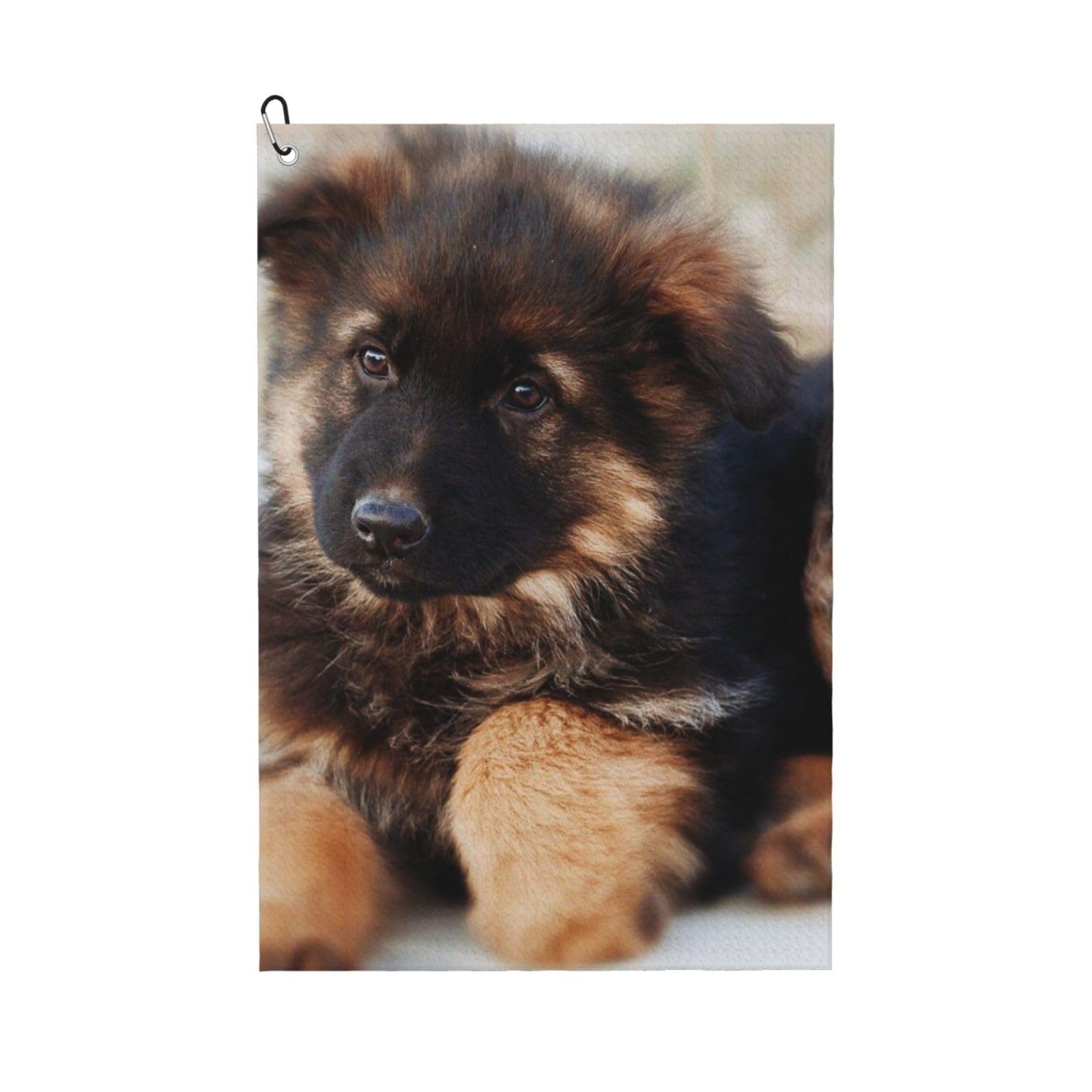 Hnnkloy German Shepherd Puppy, 16x24 in Portable Waffle Golf Towels with Carabiner Clip for Golf Bag