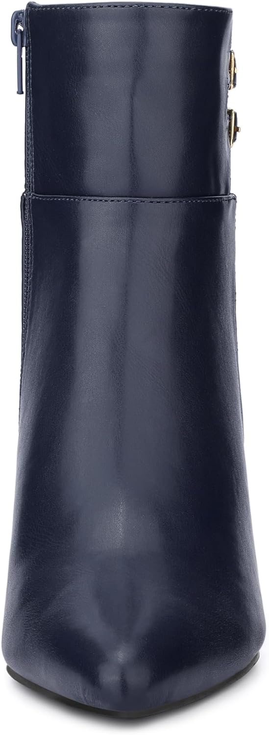 Allegra K Women's Pointed Toe Buckle Stiletto Heels Ankle Boots