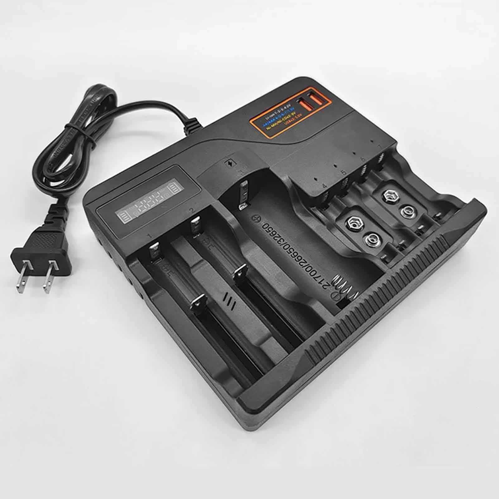 Toplionace Chargeur Multi Emplacements pour Batterie Au Lithium 110-220V pour Batterie AA Batterie Au Lithium 3.7V Batterie Nickel Hydrure Métallique 9V Style Général