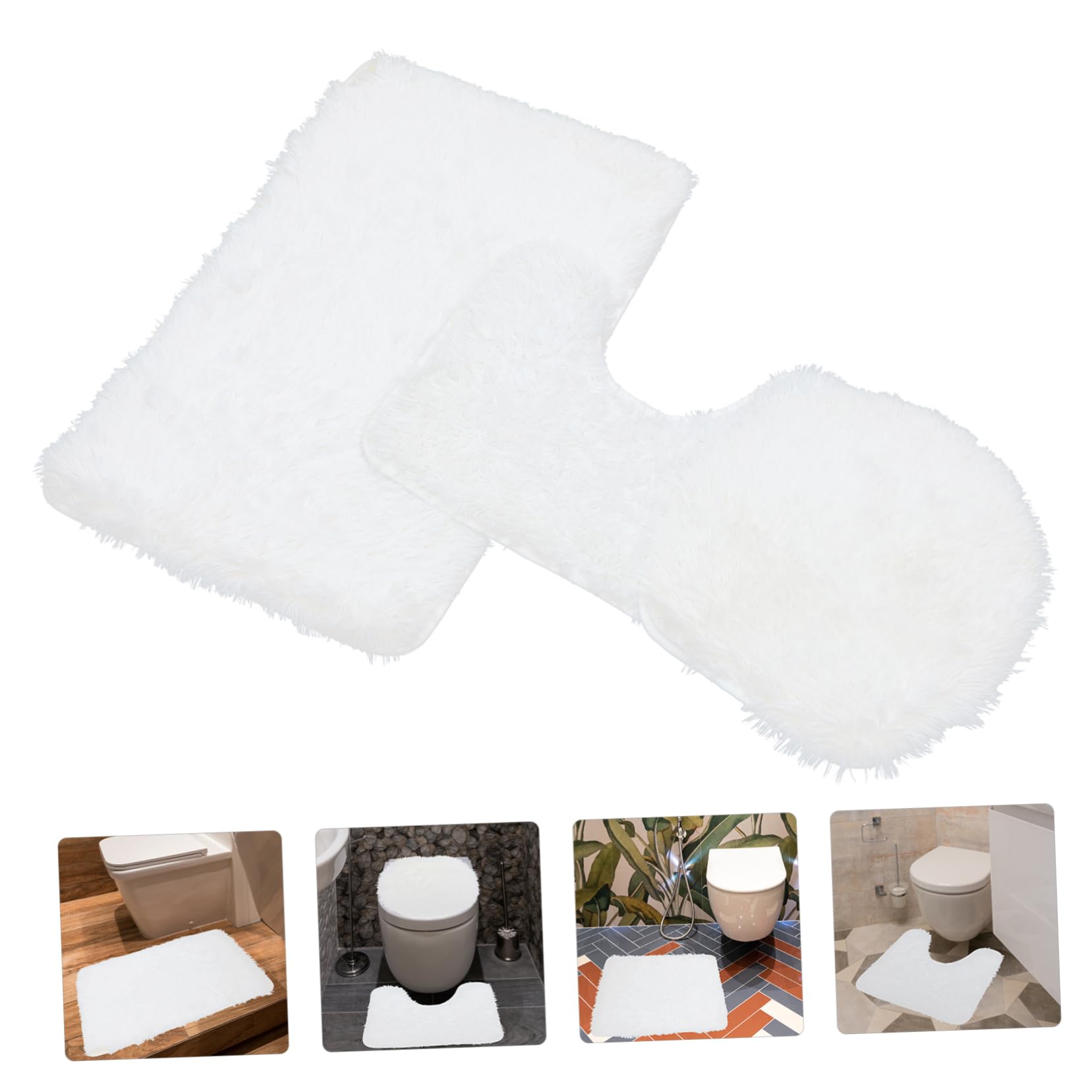 OUNONA 1 Set Thickened Plush Toilet Lid Cover Non Slip Bathroom Floor Mat for Home Washable and Reusable Ground Pad Classic for All Seasons