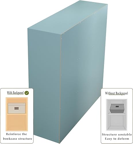 Miniatura 3 de Estantería de almacenamiento de 9 cubos, estantería abierta de madera de 3 niveles para el hogar y la oficina, vitrina, color azul claro