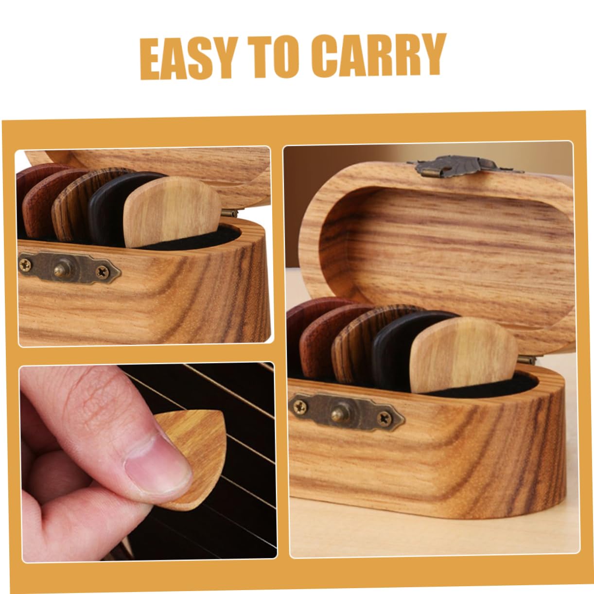 TOYANDONA Púas De Guitarra Eléctrica y Acústica De Púas De Madera Caja De Almacenamiento