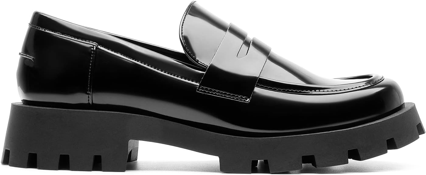 DREAM PAIRS Womens Loafers, Lug Sole Slip On Platform Chunky Penny Loafers for Women Dressy and Work, Business Casual Shoes for Women - Image 3