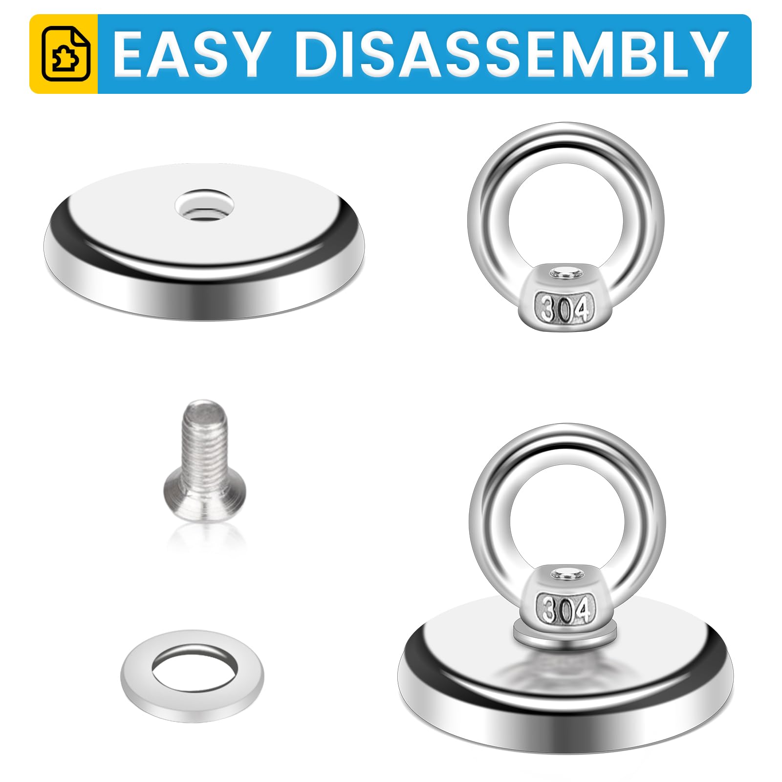 BEST CHOICE MAGNETS Ganchos magnéticos, 45 kg, ganchos magnéticos resistentes con perno de agujero avellanado, perfectos para el hogar, cocina, lugar de trabajo, oficina y garaje, paquete de 10