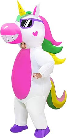 Camlinbo Halloween Inflatable Unicorn Costume for Kids Boys Girls Blows up Halloween Costumes Party Cosplay