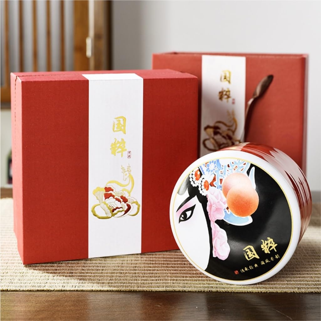 HLTYGWX Teedose, Vorratsdose für losen Tee, Keramik, für die Küche, Vorratsbehälter für Lebensmittel, chinesisches Teegeschirr, Einzelglas, Geschenkbox-Set, Teedose (B)