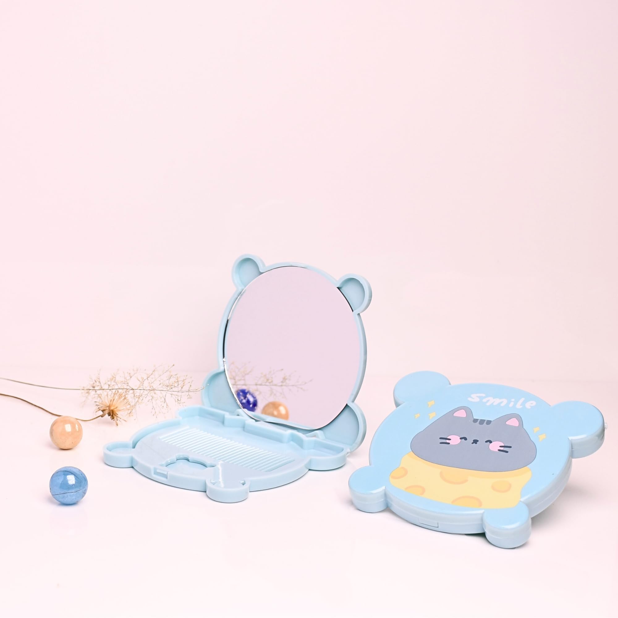 THE LITTLE LOOKERS Comb and Mirror Set with Soft Bristles and Rounded Tips for Baby’s Sensitive Skin/Hair Care | Grooming Accessories | Comb Set for Newborns/Babies/Kids/Toddlers-(Round-Blue)-picture-11