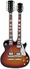 Miniature Electric Guitar Model, Double Neck Musical Instrument Replica for Decoration with Case, 10 Inch