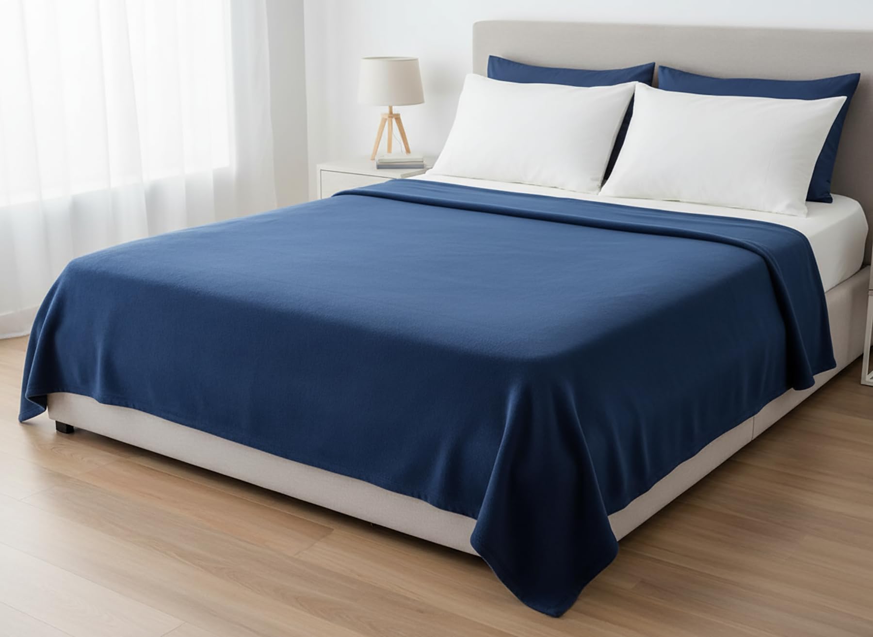 IVAZA 300 TC All Season Solid/Plain Lightweight Polar Fleece Single Bed Blanket (152 x 230 cm) Blue Blanket SingleIV2-image-47