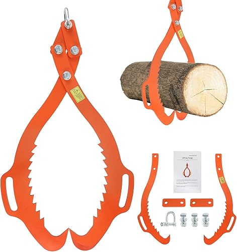 Pinzas de elevación de troncos de 32 pulgadas, resistentes con 2 ganchos de garra dentada, garra de madera para un deslizamiento eficiente de la