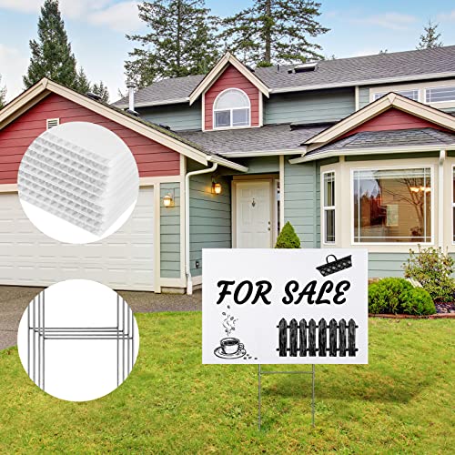 24 Sets Blank Yard Signs With H Stakes 12 X 18 Inch Waterproof Custom Corrugated Plastic Sign Garden Yard Signs Double Sided Corrugated Lawn Signs For Party Yard House Guidepost (White) #TOP3