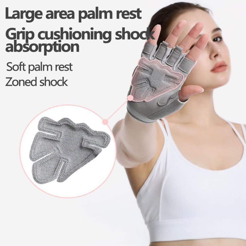 Guanti da Allenamento Senza Dita Guanti per Sollevamento Pesi per Uomini e Donne Supporto per Allenamento in Palestra Protezione Completa del Palmo,Rosa,M