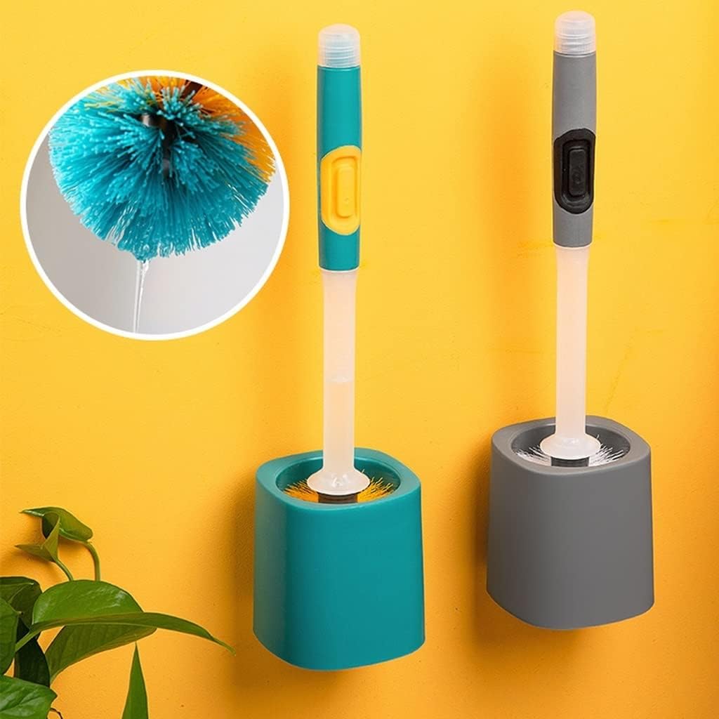 Toilet Brush Holder Toilet Brush Holder Household Wall-Mounted Hydraulic Silicone Toilet Brush Bathroom Long Handle Cleaning Brushs with Base Toilet Bowl Brush Set Toilet Brush Holders