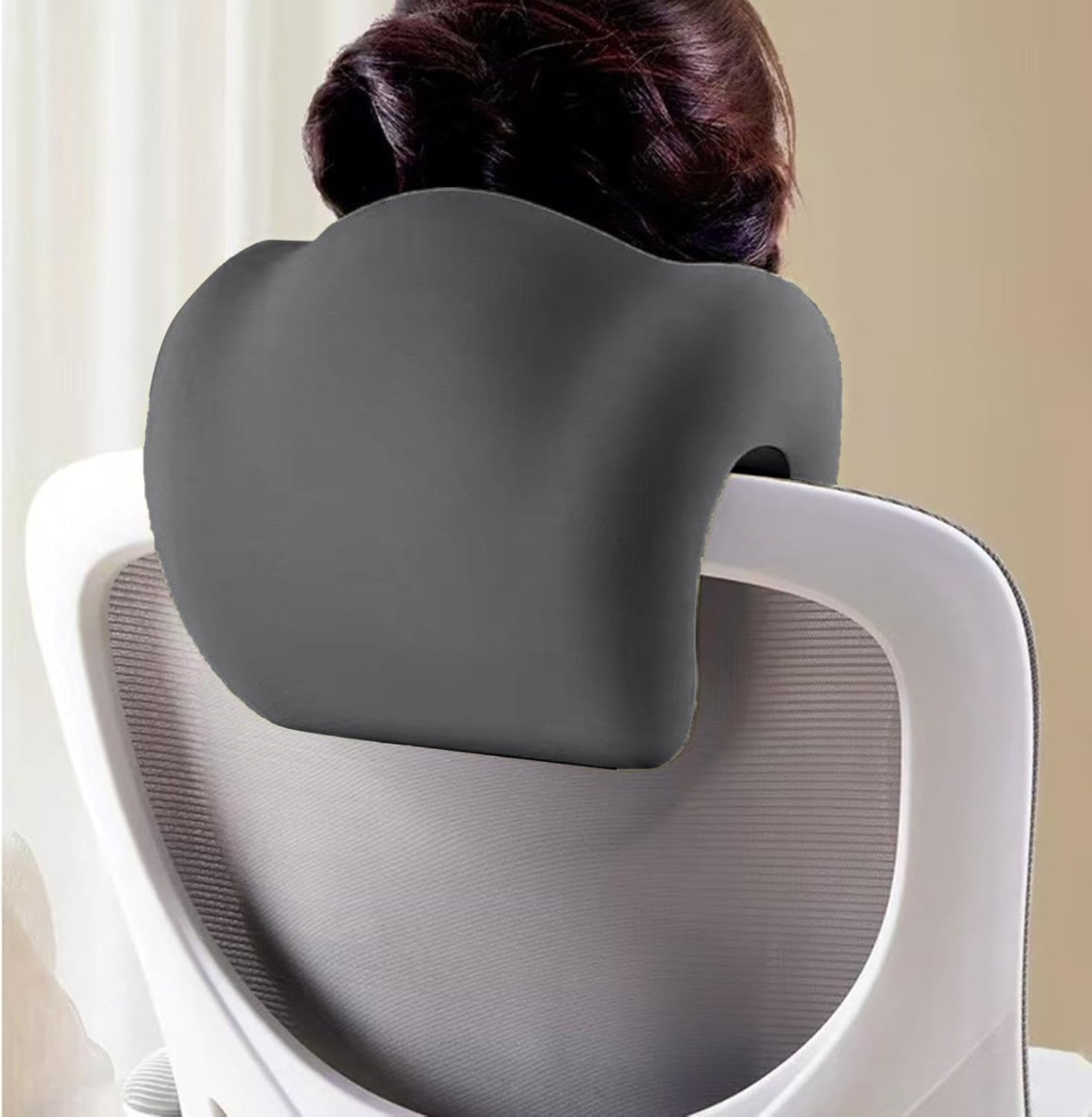 Yourou Black Neck Support Pillow For Office Chair,Extra Firm Memory Foam Headrest Attachment,Ergonomic Head Support Pillow,Universal Fit Most Offices Chairs (Black)