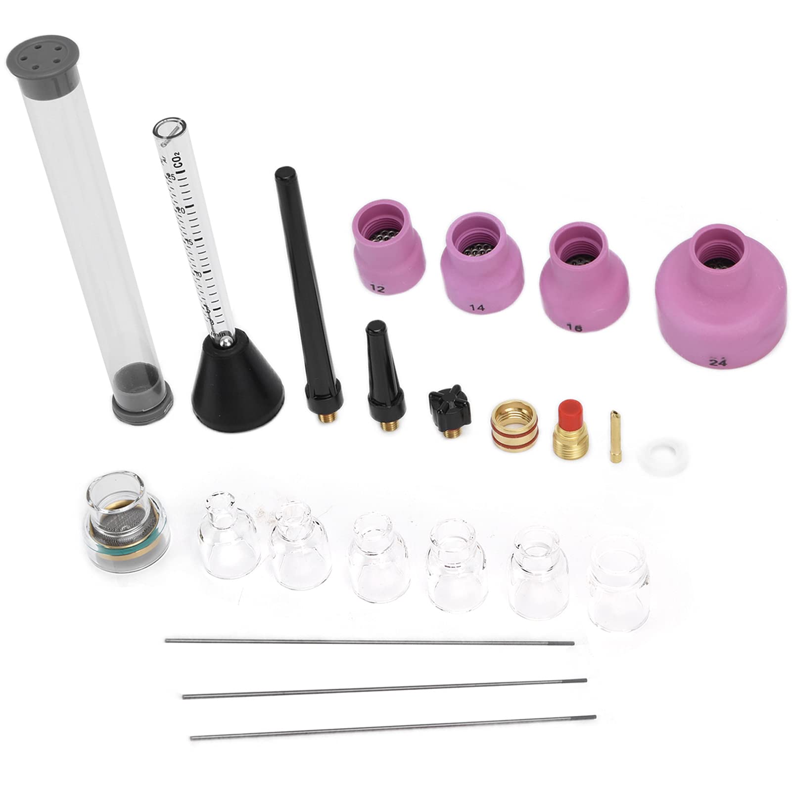 Yosoo Health Gear Zestaw Dysz do Spawania łukowego Argonem Akcesoria do Palnika Ceramicznego Przepływomierz Gazu 1,6 Mm i pierścień Uszczelniający Wbudowany Filtr Pistoletu Spawalniczego WP 9 20