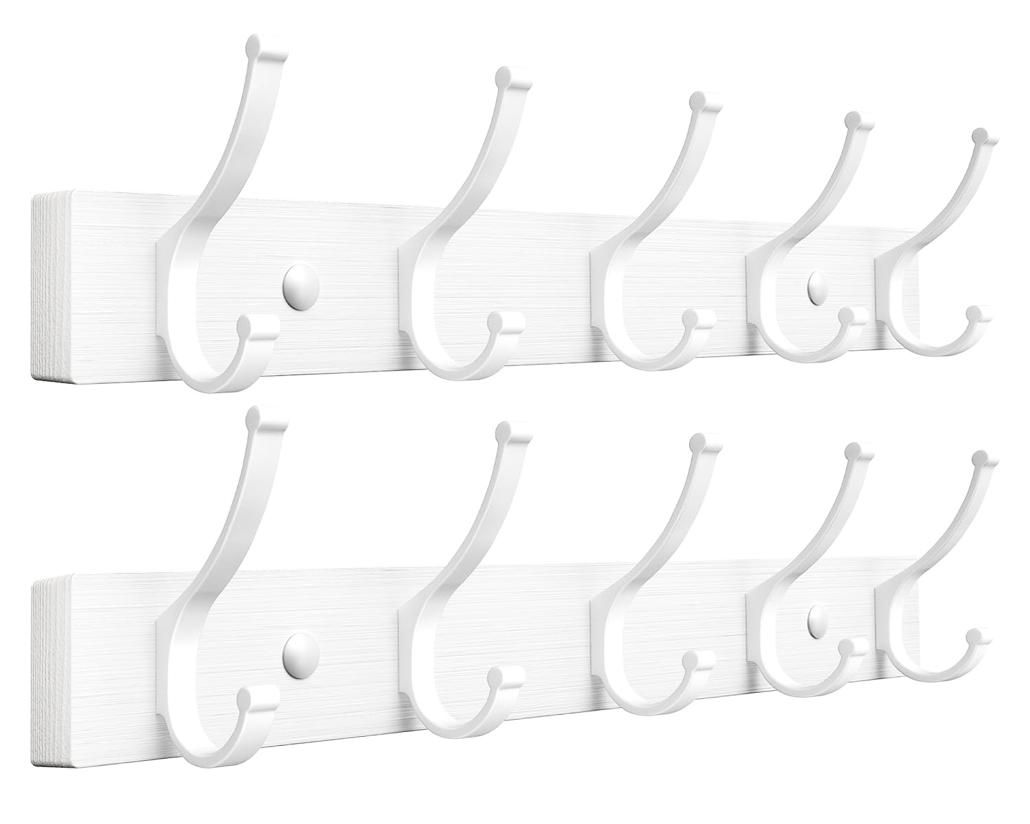 Optish 2 Pack Coat Hooks Wall Mounted, Heavy Duty Wooden Coat Hooks White