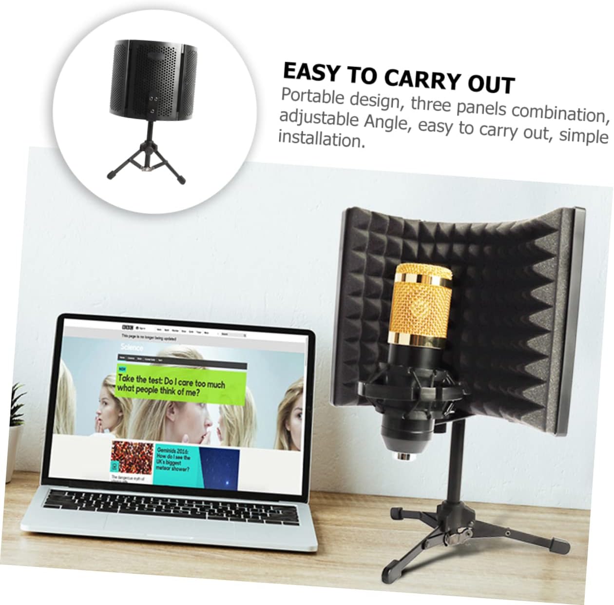 Microphone Windshield Noise Reduction Cover Professional Sound Absorber for Studio Recording High Density Isolation Shield Pop Filter Compatible Condenser Microphones