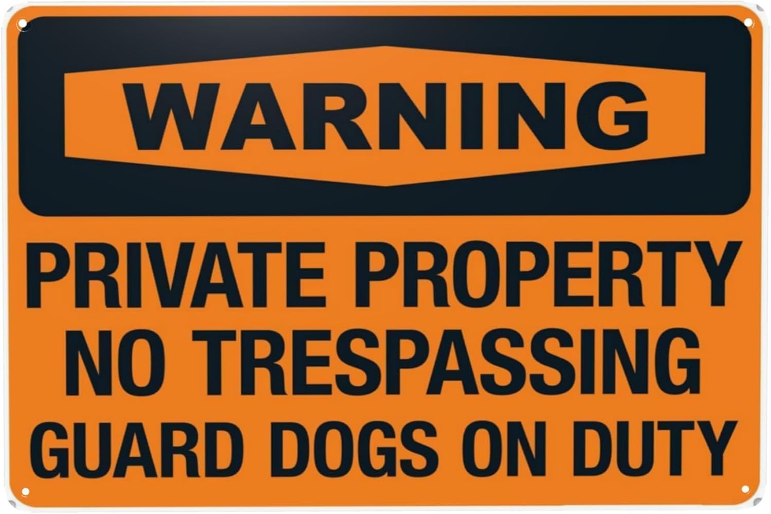 Warning Private Property No Trespassing Guard Dogs On Duty Tin Metal Sign A