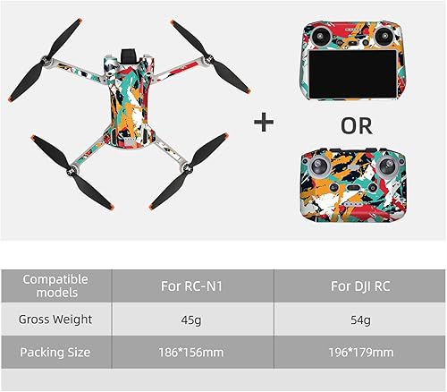 Miniatura 7 de Mini 3 Pro Skin Decal para DJI Mini 3 Pro Camera Drone Quadcopter Body Arm RC Control Remoto Juego completo de calcomanías (fibra de carbono negro)