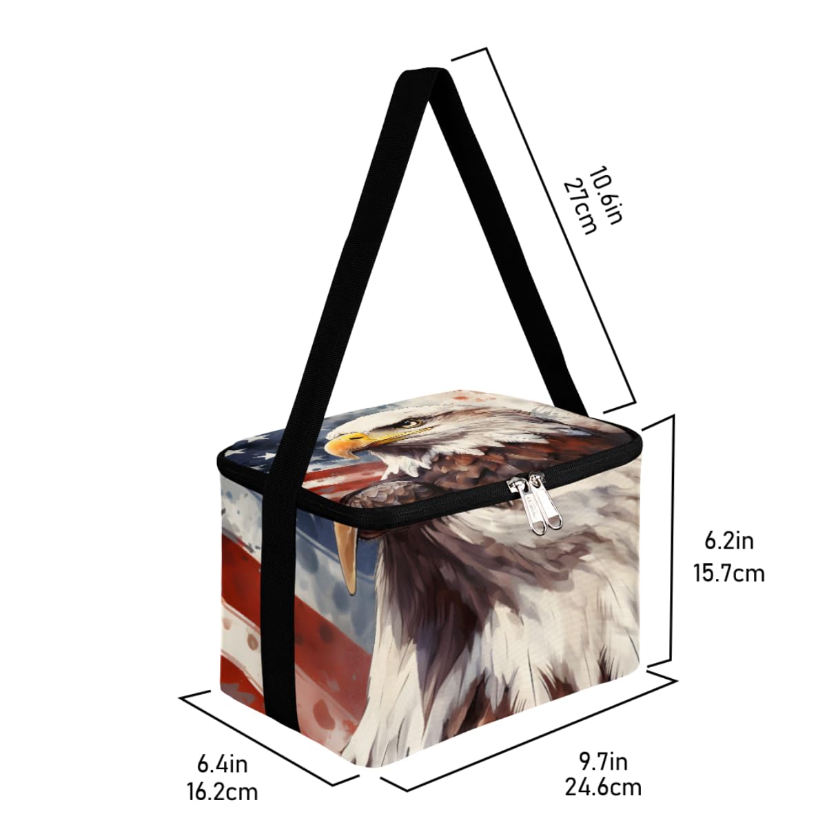 GzLeyigou Lunch Bags for Women Men 9 Cans,Eagles Independence Day Hot & Cold Food Delivery Bag Insulated Grocery Bag Insulated Lunch Box American Flag Cooler Bag for Office Work Picnic Beach