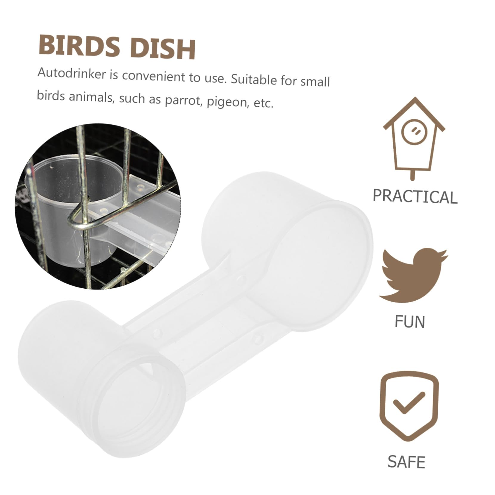 UPKOCH Distributore D'acqua per Uccelli Doppia Bocca 10 Pezzi in Plastica Bianca, Facile da Pulire e Resistente, per Pappagalli e Uccelli in Casa o Negozio per Animali