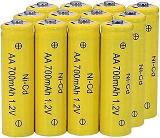 12 Packs AA Garden Ni-Cd Batteries 1.2V AA 700mAh Ni-Cd Rechargable Battery for Solar Lights,Lawn Landscape Lighting