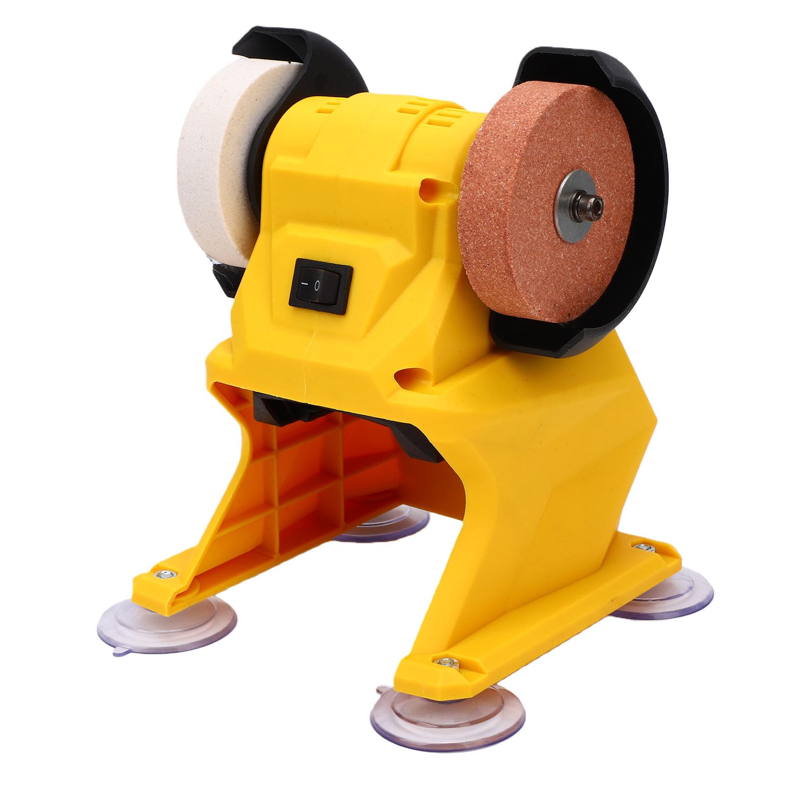 Mini Amoladora de Banco Inalámbrica con 4 Ventosas para Batería, Motor de Cobre de Imán Permanente, Muelas Dobles y Cubiertas de Protección contra Chispas