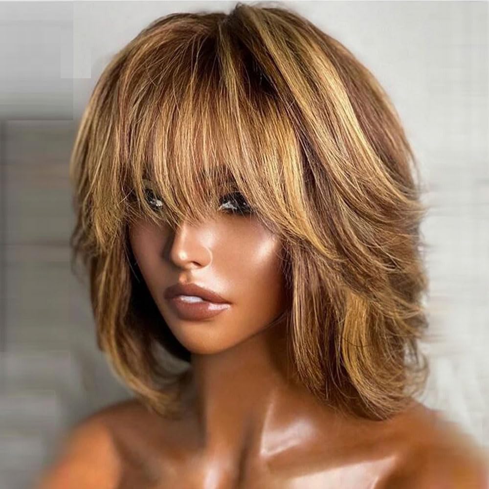 Perruque Courte Femme - Couleur Brown Copper Wick Light Blond, Synthétique, Neuve Avec étiquettes