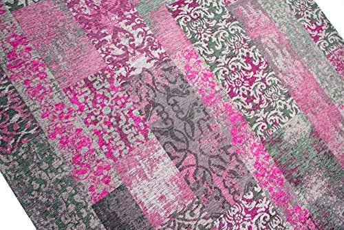 CARPETIA Moderner Teppich Designer Teppich Orientteppich Patchwork Kelim Teppich pink grau Größe 80x150 cm – Bild 3