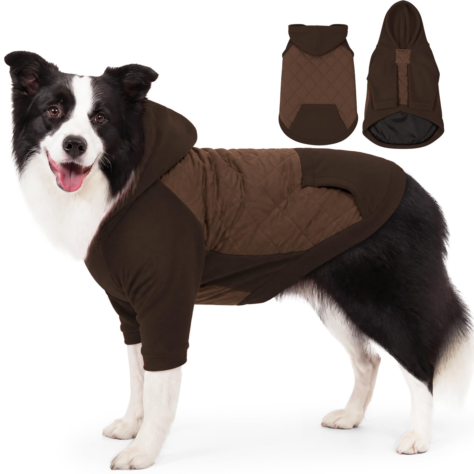 Cappottino imbottito con cappuccio per cani, invernale, a 2 gambe