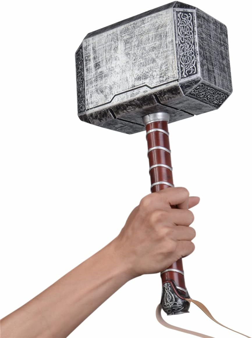 Halloween Hammer Cosplay Weapons, PU Battle Foam Axe Great for LARP Birthdays Gift