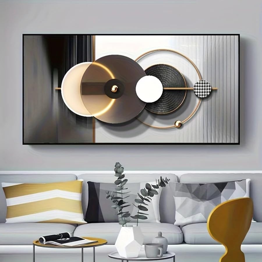 LTjiajuypd Quadro su tela con stampa astratta moderna, decorazione murale con linee circolari per soggiorno, poster e corridoio (70x140 cm)