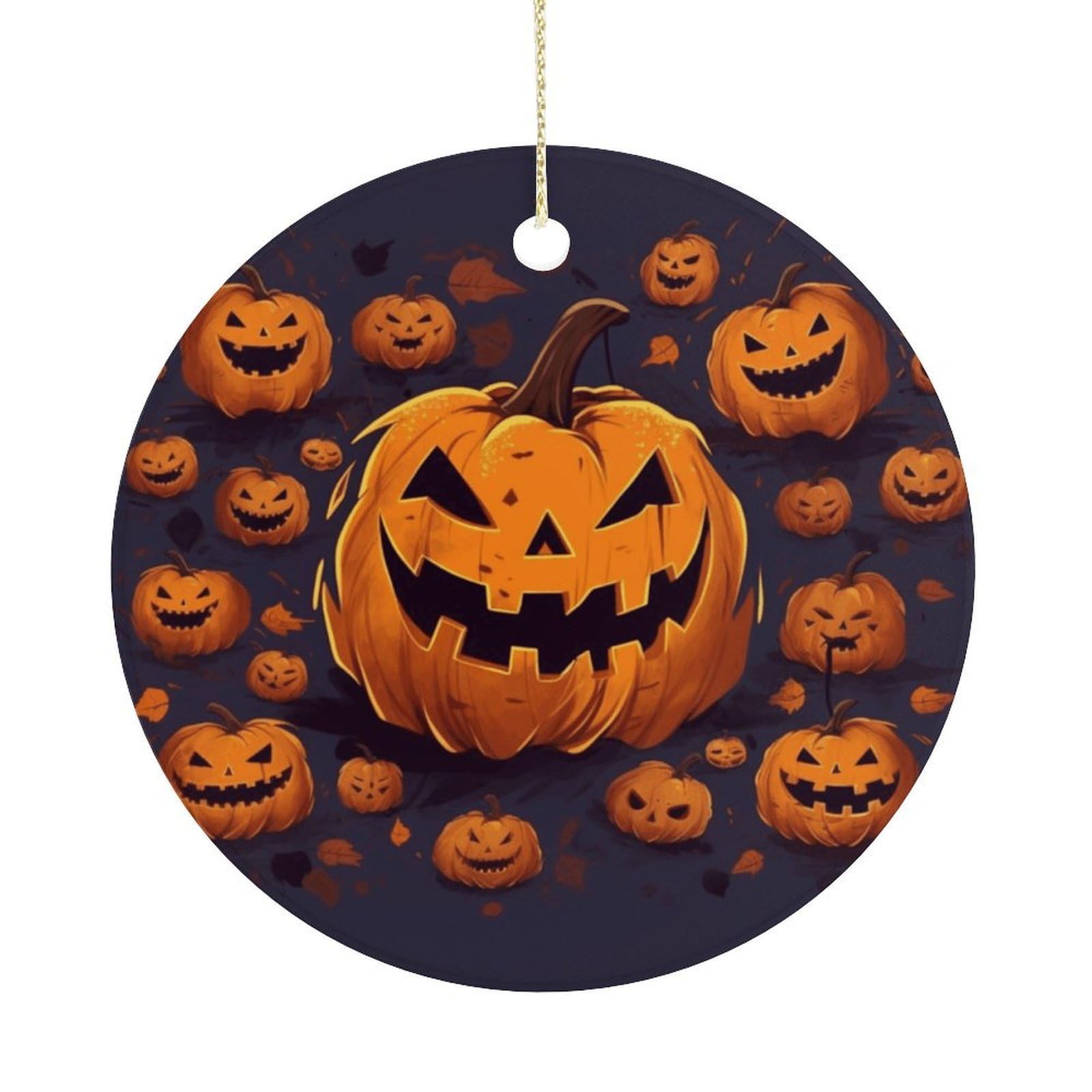 Halloween Pumpkin Christmas Ornaments Colorful Round Ceramic Ornament Christmas Hanging Decor Christmas Tree Decorations Xmas Keepsake for Women Men Xmas Holiday Party