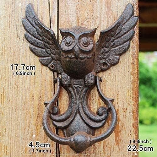 Front Door Knocker for Decoration Owls Cast Iron Door Knocker, Vintage Outdoor Gate Knocker Door Knobs for Garden Courtyard, Excellent Front Door Knocker