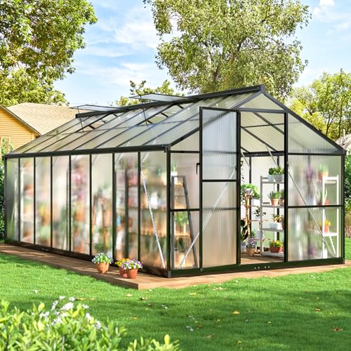 WKM 8x16 ft Greenhouse with Roof Vent, Aluminum Frame