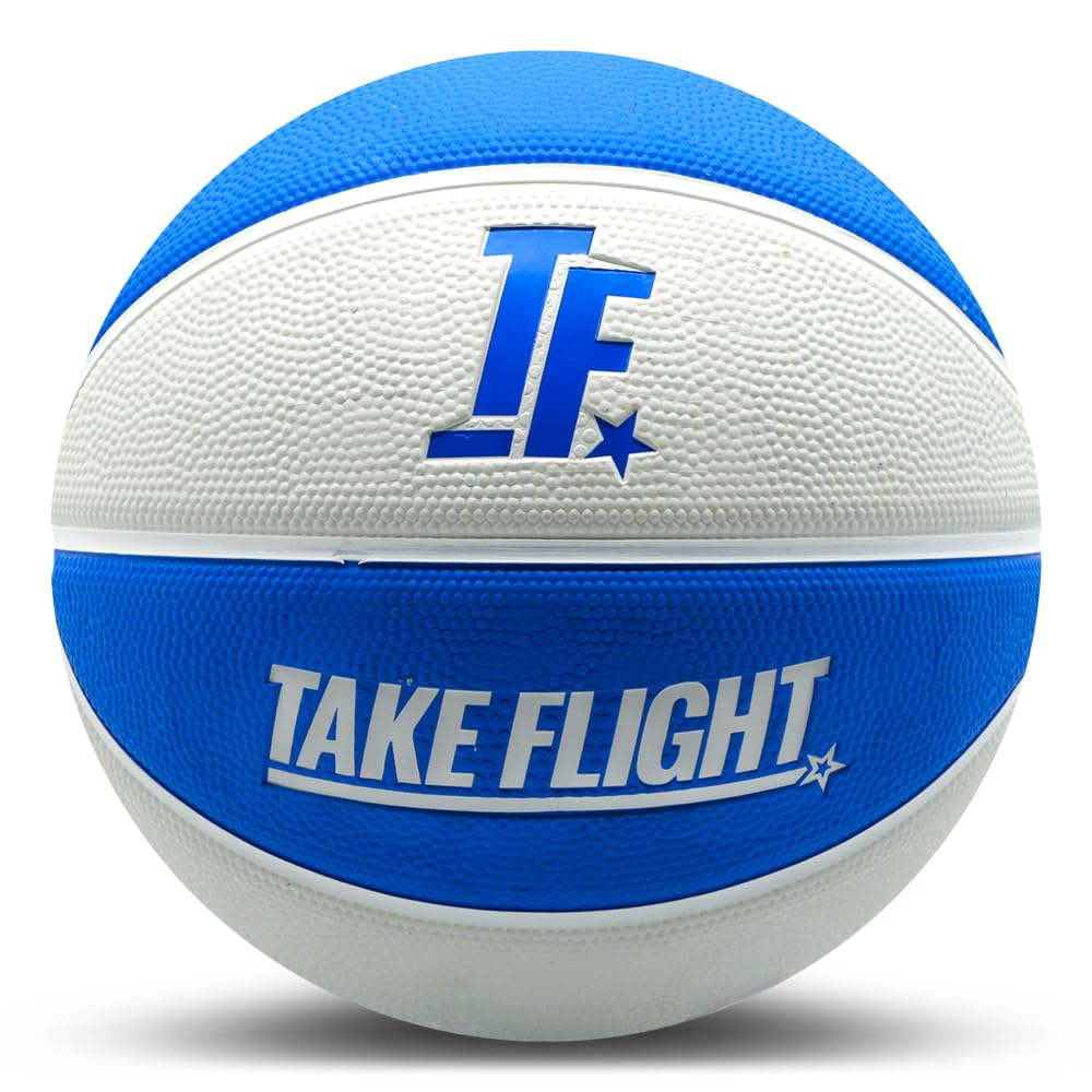 A Plus Collectibles TAKE Flight Basketball, Advanced Grip HIGH Performance, Official Basketball (Blue/White, Junior (Size 3))