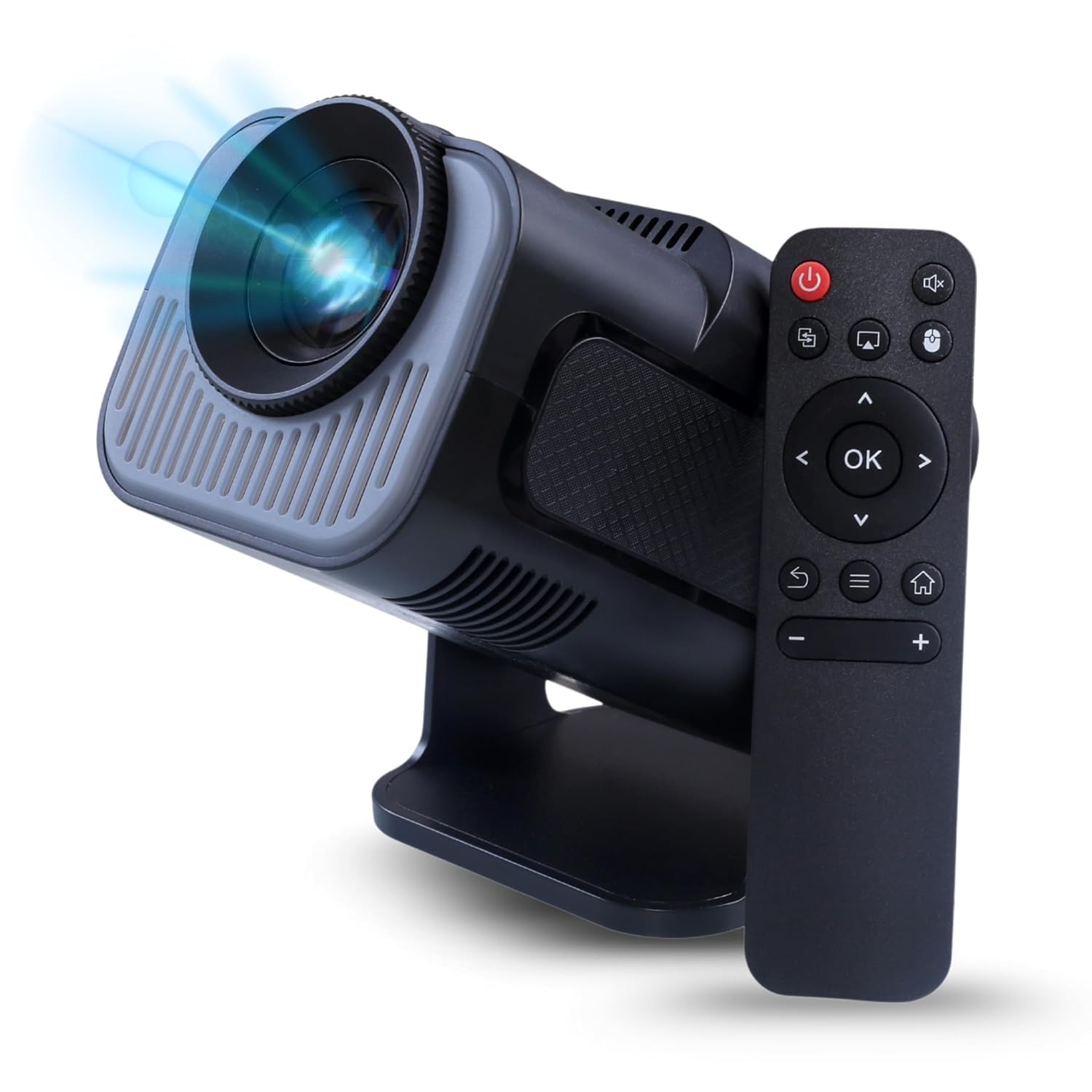 Bitechkart Bit 350 Mini Projector: 4K Support with 30FPS, 1080P Full Hd, 6000 Lumens, WiFi 6, Bt 5.0, Android 11 with Play Store, 3W Speaker, YouTube, Prime Video, Hotstar,180° Rotation-Black-image-6