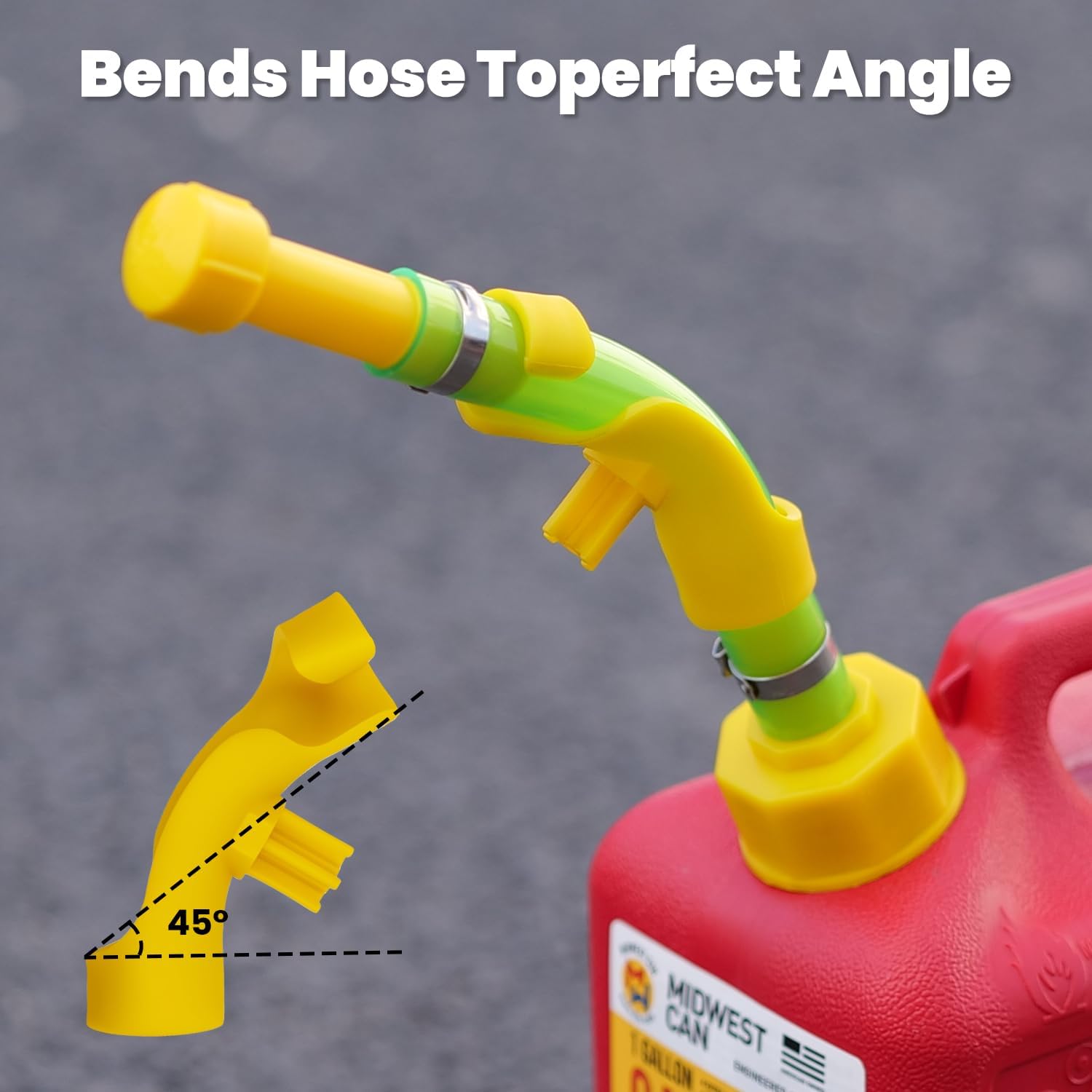 3 PCS 10.8" Gas Can Spout Replacement with 3 PCS Hose Benders Compatible with Midwest Scepter Gas Cans PVC Gas Hoses Fit for 1/2/5/10 Gallon Fuel Jugs That Feature 1.75"-1.8" Thread