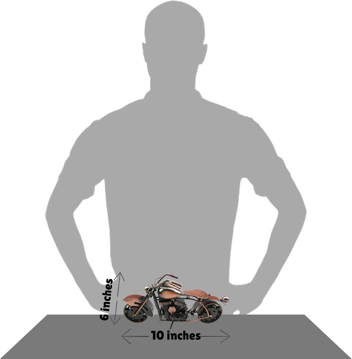 Trebisky Metal Motorcycle Sculpture (Copper Softail) – Vintage Scrap Art Desk Decor for Office & Home, Unique for Dad, Men, Father, or Biker Enthusiasts